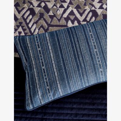 Marks & Spencer Bedeck Of Belfast Pure Cotton Mazana Piped Bolster Cushion - Blue, Blue
