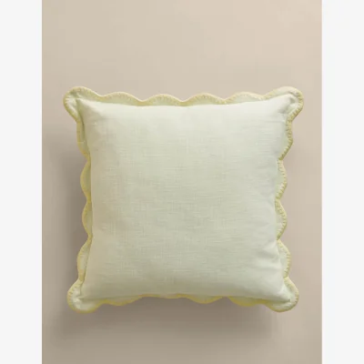 Marks & Spencer M&S Pure Cotton Large Embroidered Scallop Cushion Yellow