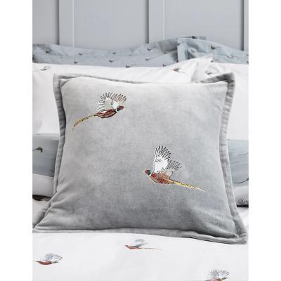 Marks & Spencer M&S Sophie Allport Cotton Velvet Embroidered Pheasant Cushion - Green Mix, Green Mix