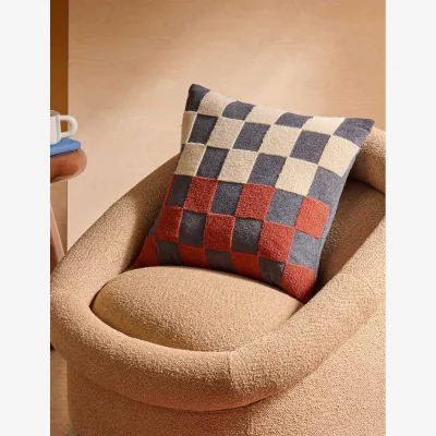 Marks & Spencer MADE Bouclé Checkerboard Cushion Cream Mix
