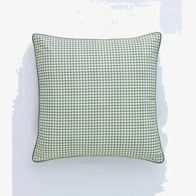 Marks & Spencer MM Linen Linen Mix Gingham Cushion Green Mix