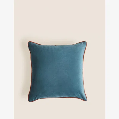 Marks & Spencer M&S Velvet Geometric Cushion - Blue Mix, Blue Mix