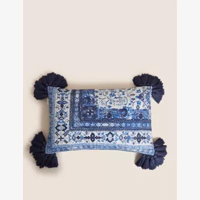 Marks & Spencer M&S X Fired Earth Acapulco Salazar Pure Cotton Bolster Cushion - Blue Mix, Blue Mix