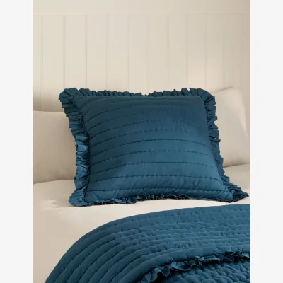 Marks & Spencer M&S Pure Cotton Textured Ruffle Trim Cushion Teal