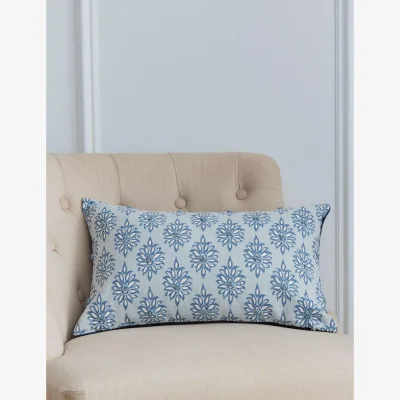 Marks & Spencer Laura Ashley Pure Cotton Gower Floral Cushion Light Blue