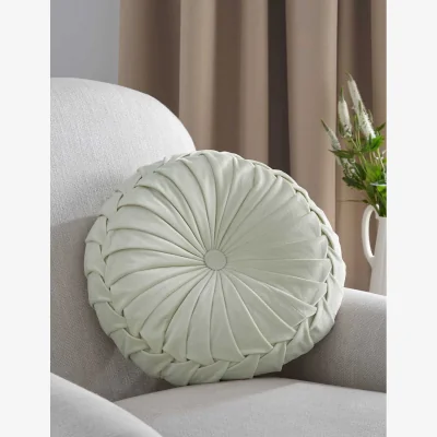 Marks & Spencer Laura Ashley Rosanna Velvet Round Pleated Cushion Light Green