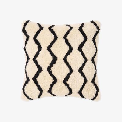 Made.com Dulip Berber-Style Cotton Cushion, 45 x 45cm, Natural & Black