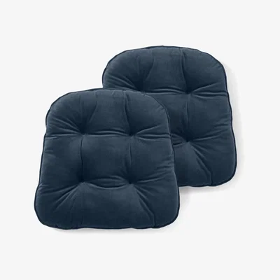 Made.com Julius Set of 2 Velvet Top Seat Pads, 40x40cm, Ink Blue