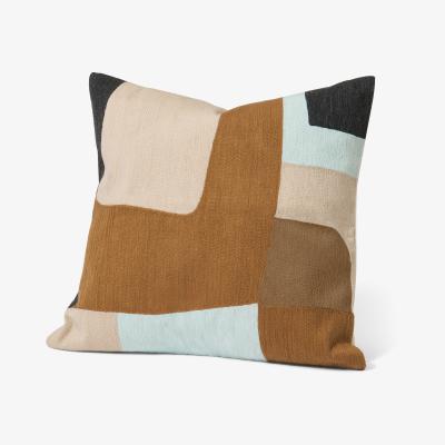 Made.com Waltara Embroidered Cotton Cushion, 50 x 50 cm, Nude & Charcoal