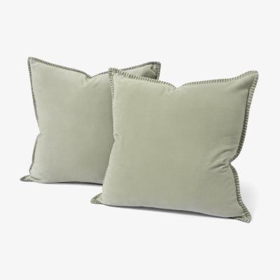 Made.com Allura Set of 2 100% Cotton Velvet Cushions, 50 x 50 cm, Sage Green