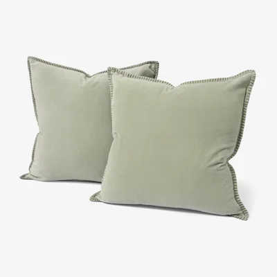 Made.com Allura Set of 2 100% Cotton Velvet Cushions, 50 x 50 cm, Sage Green