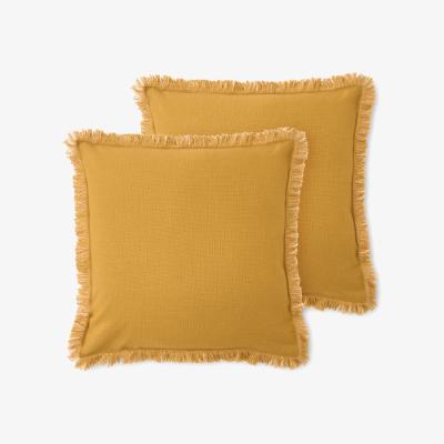 Made.com Sheedy Set of 2 Fringed Cushions, 45 x 45cm, Mustard & Plaster Pink