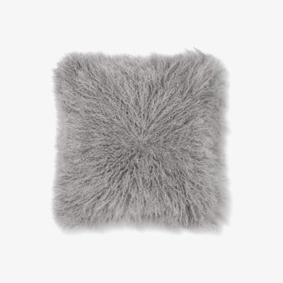 Made.com Haddie Mongolian Fur Cushion 45 x 45cm, Grey