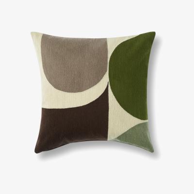 Made.com Zayyan Embroidered Cushion, 45 x 45cm, Green & Grey