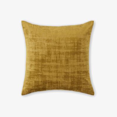 Made.com Tabitha Set of 2 Distressed Velvet Cushions, 45 x 45cm, Dark Saffron Yellow