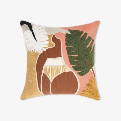 Made.com Zonje Embroidered Cushion, 45 x 45cm, Terracotta