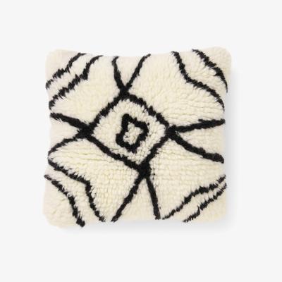 Made.com Susil Berber Style Wool Cushion, 48 x 48cm, Off-white & Black