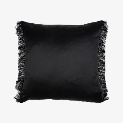 My Furniture Black Crepe Fringed Square Cushion