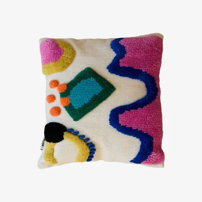 Made in Design Fiesta Cushion textile multicoloured / 45 x 45 cm - Handwoven recycled wool - COLORTHERAPIS