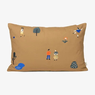 Made in Design The Park Cushion - / 60 x 40 cm - Embroidered patterns by Ferm Living Brown