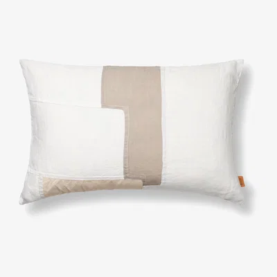 Made in Design Part Rectangular Cushion - / 60 x 40 cm - Linen & cotton patchwork by Ferm Living White