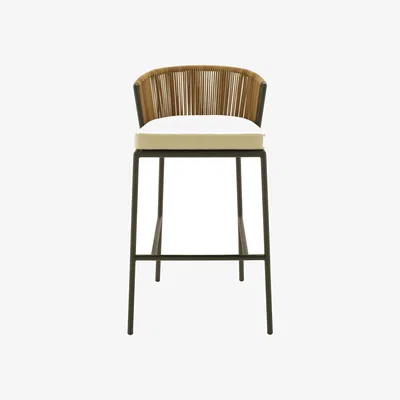 Made in Design Lapel Bar chair plastic material beige / Synthetic rattan - Seat cushion - Cinna