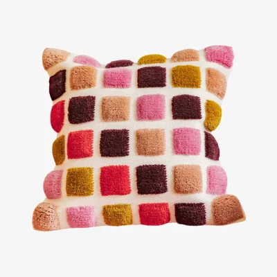 Made in Design Tetris Brown Cushion textile multicoloured / 45 x 45 cm - Hand-woven Wool - COLORTHERAPIS