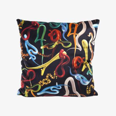 Made in Design Toiletpaper Cushion - / Snakes - 50 x 50 cm by Seletti Multicoloured/Black