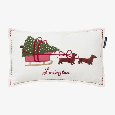 Nordic Nest Lexington Dog sleigh organic velvet cotton cushion 30x50 cm White