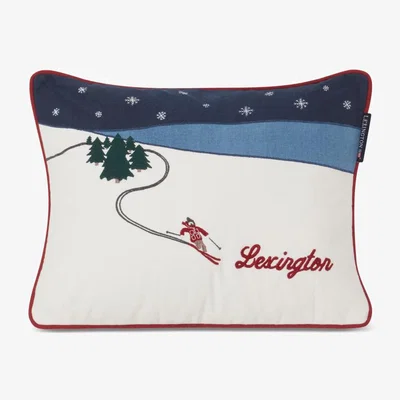 Nordic Nest Lexington Skier Organic Cotton Twill cushion 30x40 cm White-dark blue multi