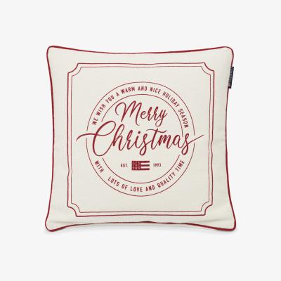 Nordic Nest Merry Christmas Cotton Canvase pillowcase 50x50 cm Off white-red