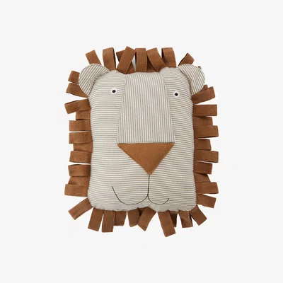 Nordic Nest OYOY denim animal cushion Lobo Lion. caramel
