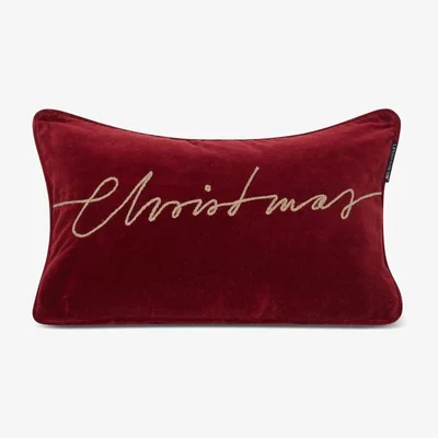 Nordic Nest Lexington Christmas Organic Cotton Velvet cushion 30x50 cm Red