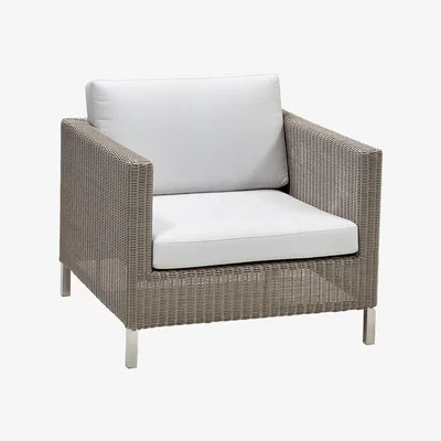 Nordic Nest Cane-line Connect armchair weave Taupe cushion set Cane-Line Natté white