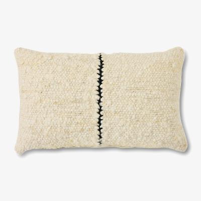 Nordic Nest HKliving Natural wool striped cushion 30x50 cm White