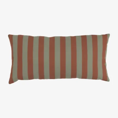Nordic Nest Garden Glory Garden Glory striped cushion Eucalyptus green-terracotta 25x50 cm