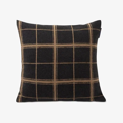 Nordic Nest Checked Brushed Organic Cotton pillowcase 50x50 cm Dark gray-beige