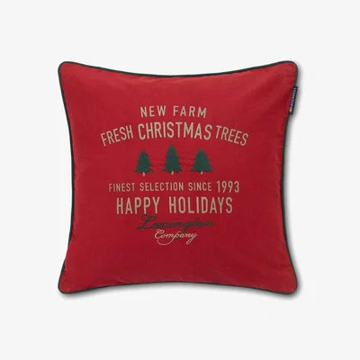 Nordic Nest Farm Christmas Trees cushion cover 50x50 cm red