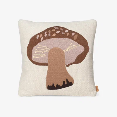 Nordic Nest Forest embroidered cushion 40x40 cm Porcini