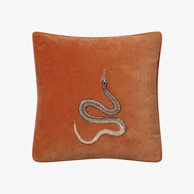 Nordic Nest Embroidered Cobra cushion cover 50x50 cm Orange