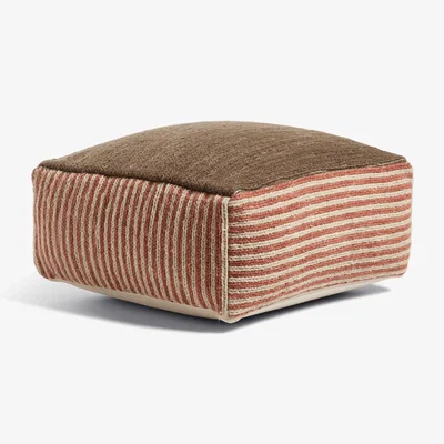 OKA OKA, Rubia Floor Cushion - Red/Dark Taupe, Floor Cushions, Polyester/Silk