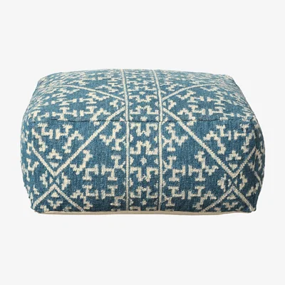 OKA OKA, Merinid Floor Cushion - Lapis, Floor Cushions, Cotton/Jute/Wool, Geometric