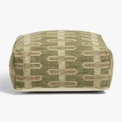 OKA OKA, Sycamore Floor Cushion - Green, Floor Cushions, Cotton/Wool, Geometric