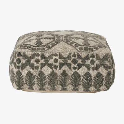 OKA OKA, Ely Floor Cushion - Granite/Lead White, Floor Cushions, Wool, Geometric