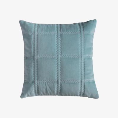 Olivia's Gallery Interiors Quilted Cotton Velvet Cushion in Duck Egg