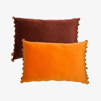 Olivia's Malini Nappa Cushion in Wine & Rust