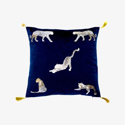 Olivia's Malini Feline Cushion in Navy