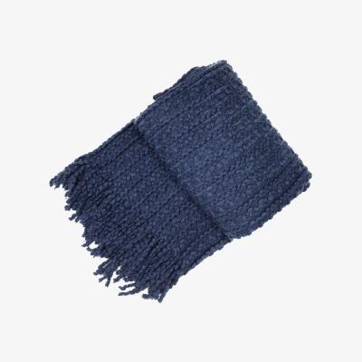 Olivia's Malini Barley Twist Throw in Navy - 130 x 180cm