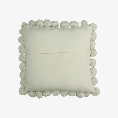 Olivia's Libra Interiors Cushion Pompoms Cotton Ivory