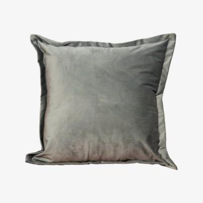 Olivia's Native Home Cushion Velvet Plain Cover Grey / Grey